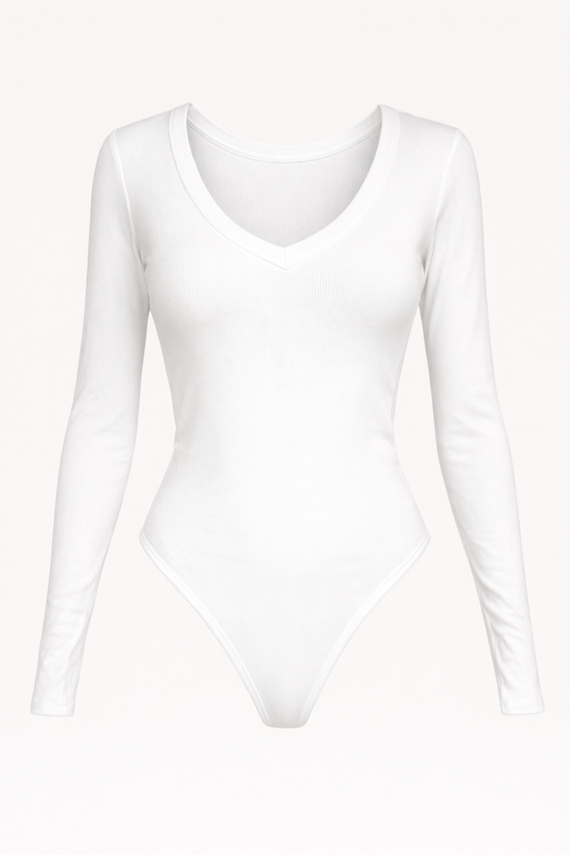 V-Neck LS Bodysuit — Front