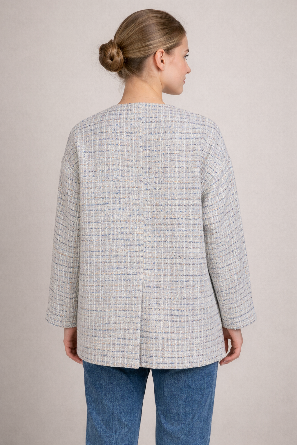 Boucle Cardigan Jacket - Back Styled View - BlancheWear