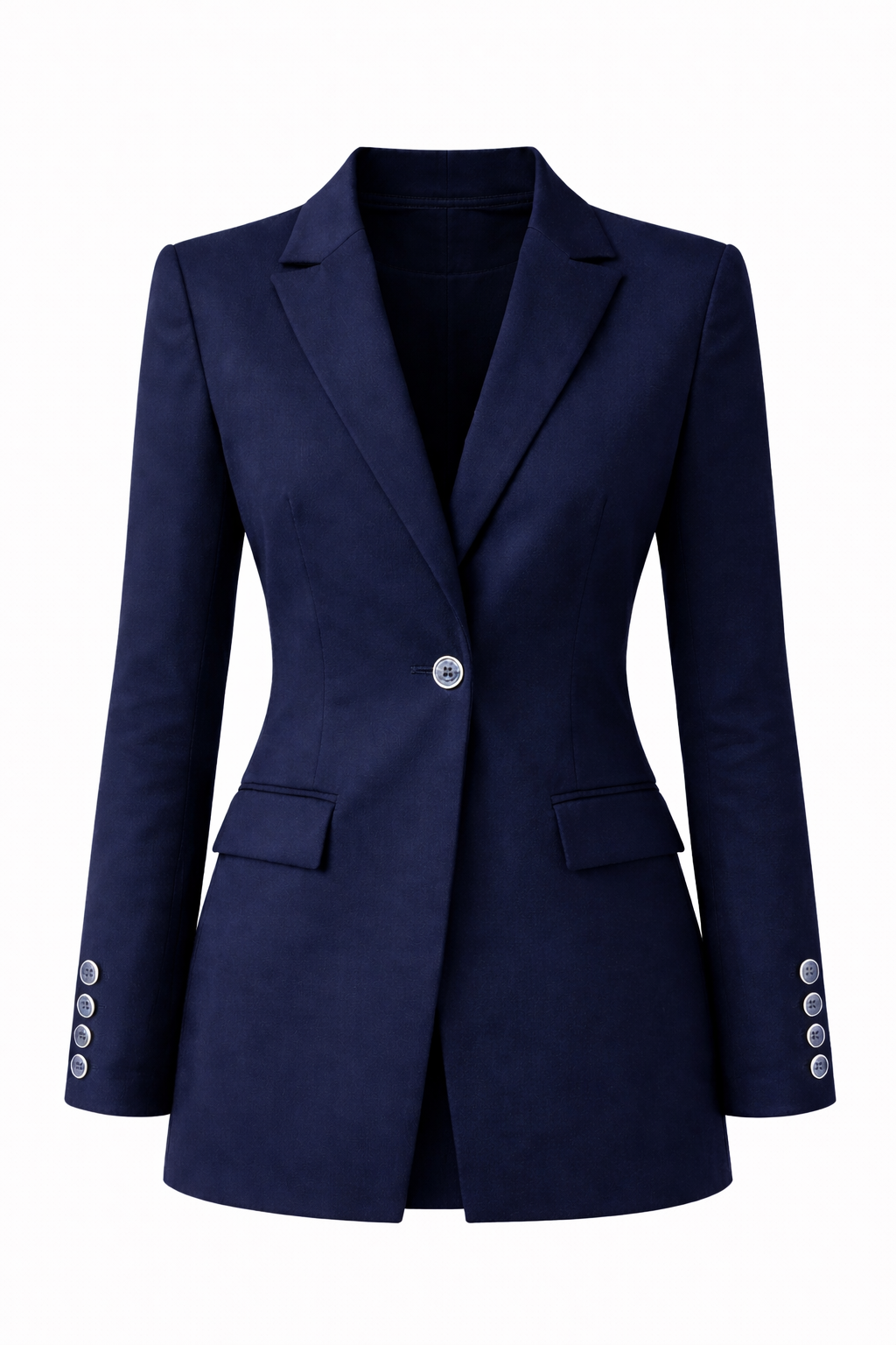 Long Line Fitted Blazer — Navy