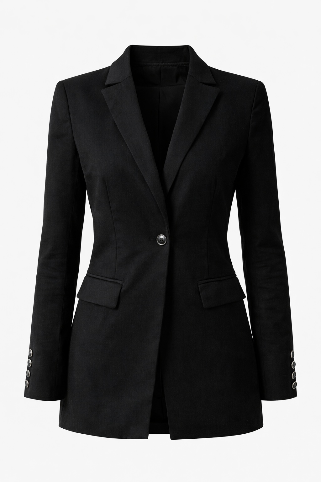 Long Line Fitted Blazer — Black