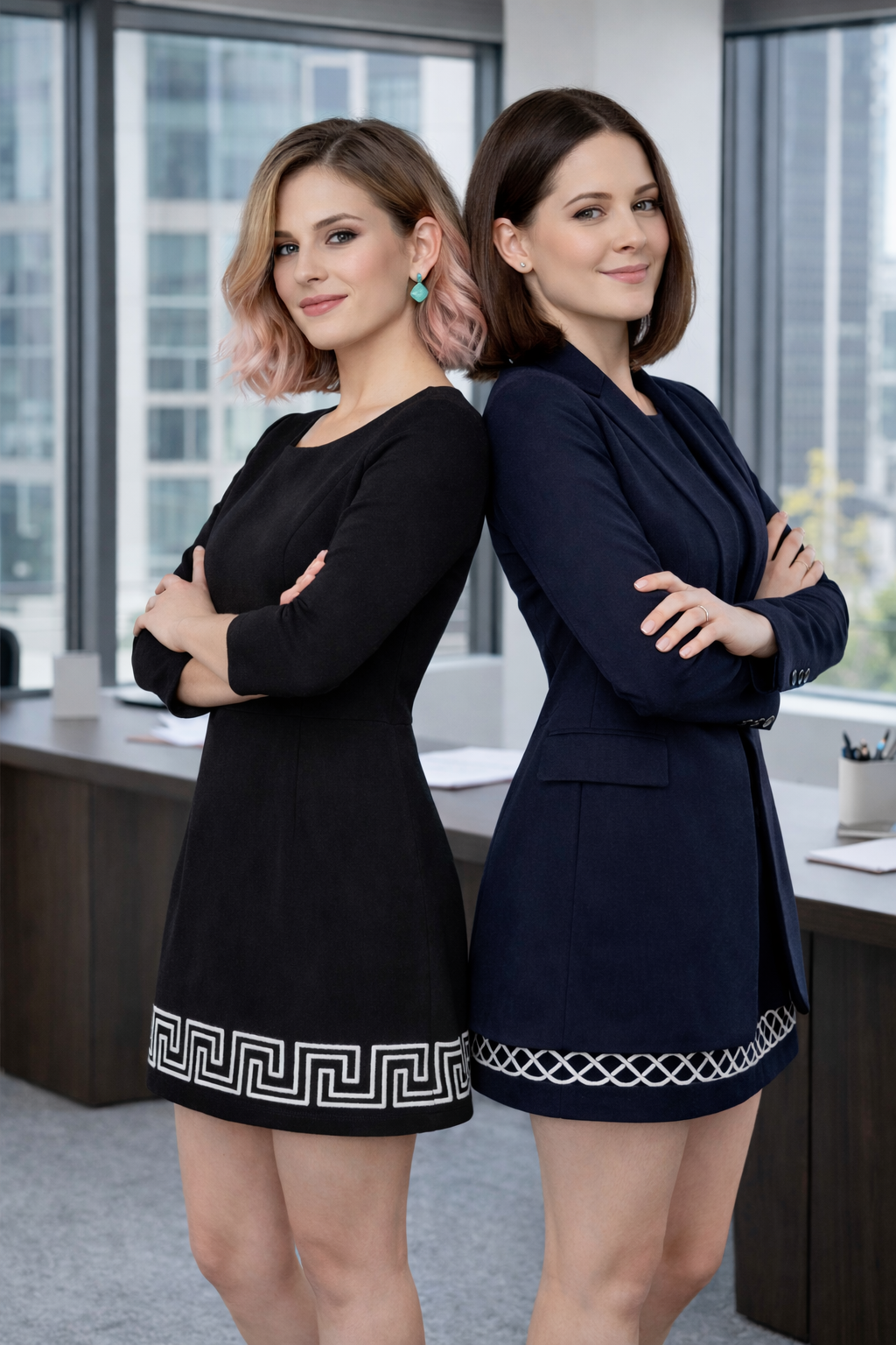 LS Greek Key Short Dress — Styled Back