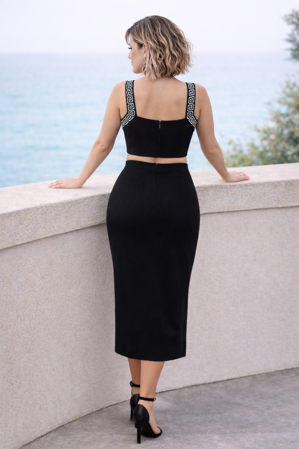 Greek Key Long Skirt — Styled Back